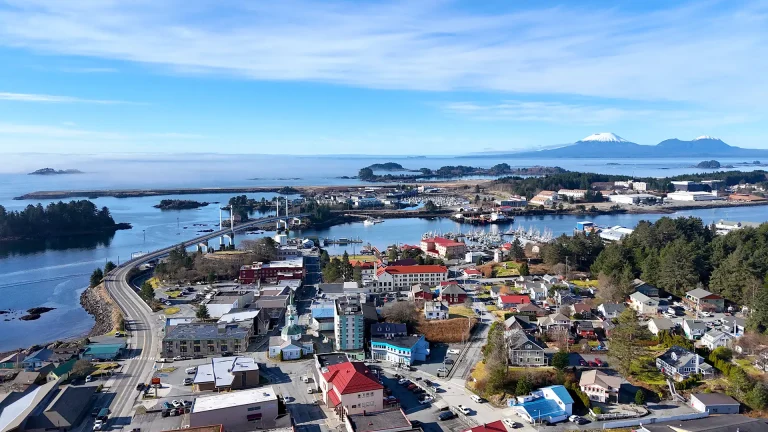 Downtown Sitka and Mount Edgecumbe